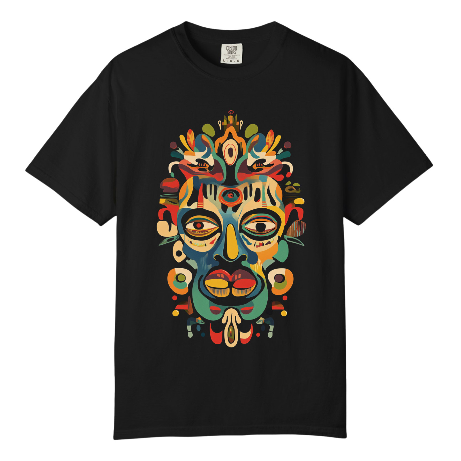 Mixed Tribal Animal Beast Mask Art TShirt, Comfort Colors, Unisex Streetwear Tee gallery