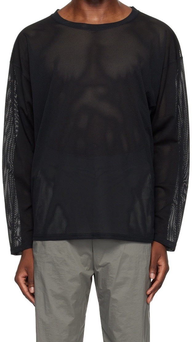 South2 West8 Black Semi-Sheer Long Sleeve T-Shirt Large gallery
