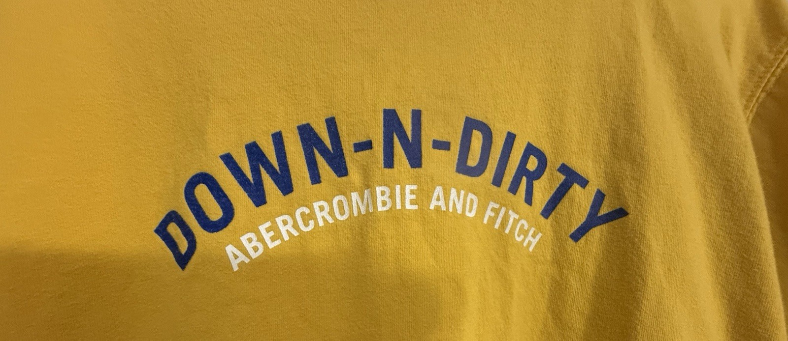 Abercrombie Fitch A&F Vintage Y2K (Down N Dirty) Tee Shirt 🥚Yolk Yellow XL🟡🔵 gallery