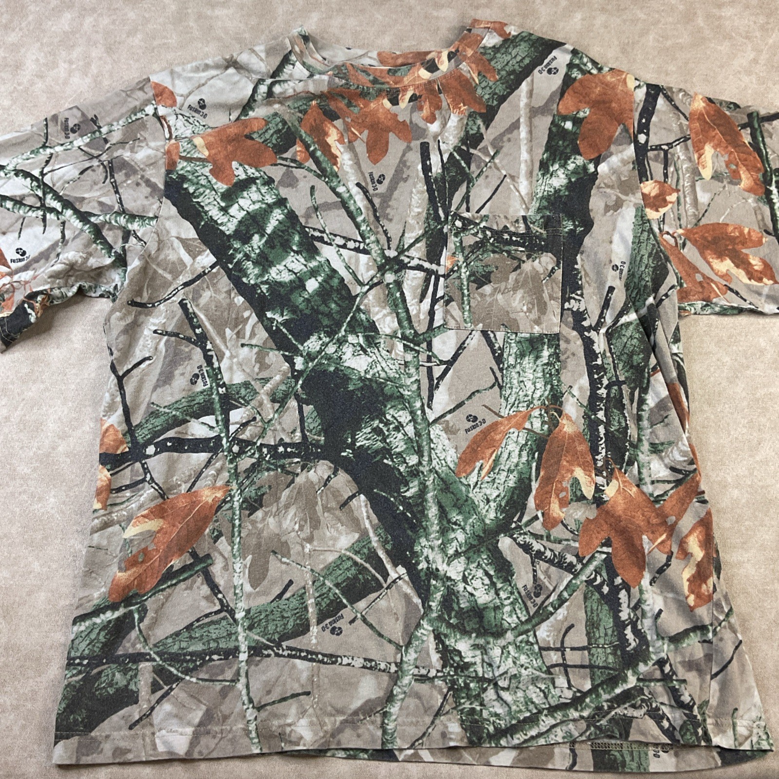 Outfitters Ridge Shirt Pocket Tee Men Sz XL Fusion 3D Camo Outdoor Hunting gallery