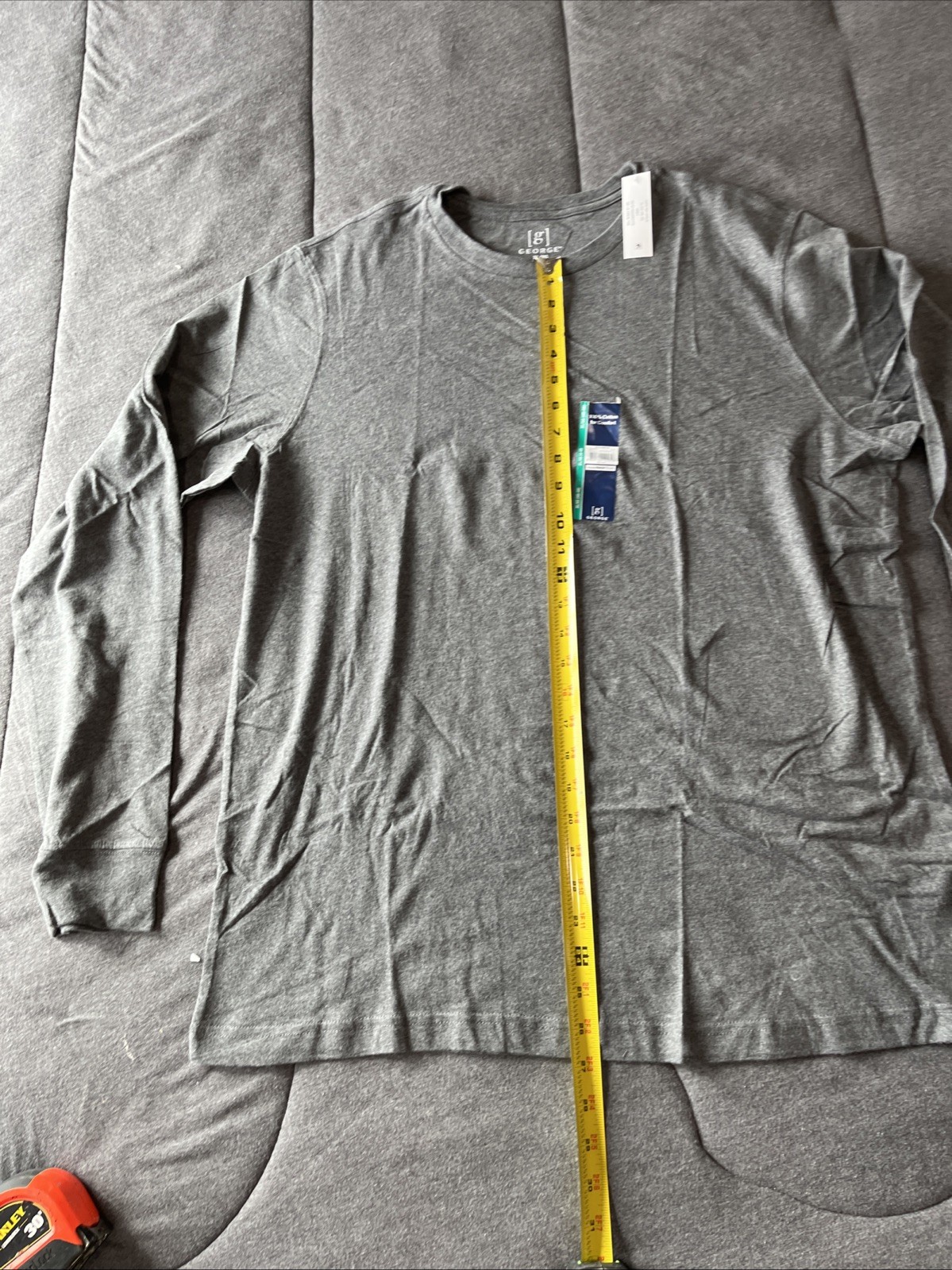 GEORGE Men’s Sz XL (46-48) Gray Crew Neck Long Sleeve T-Shirt NWT 100% Cotton gallery