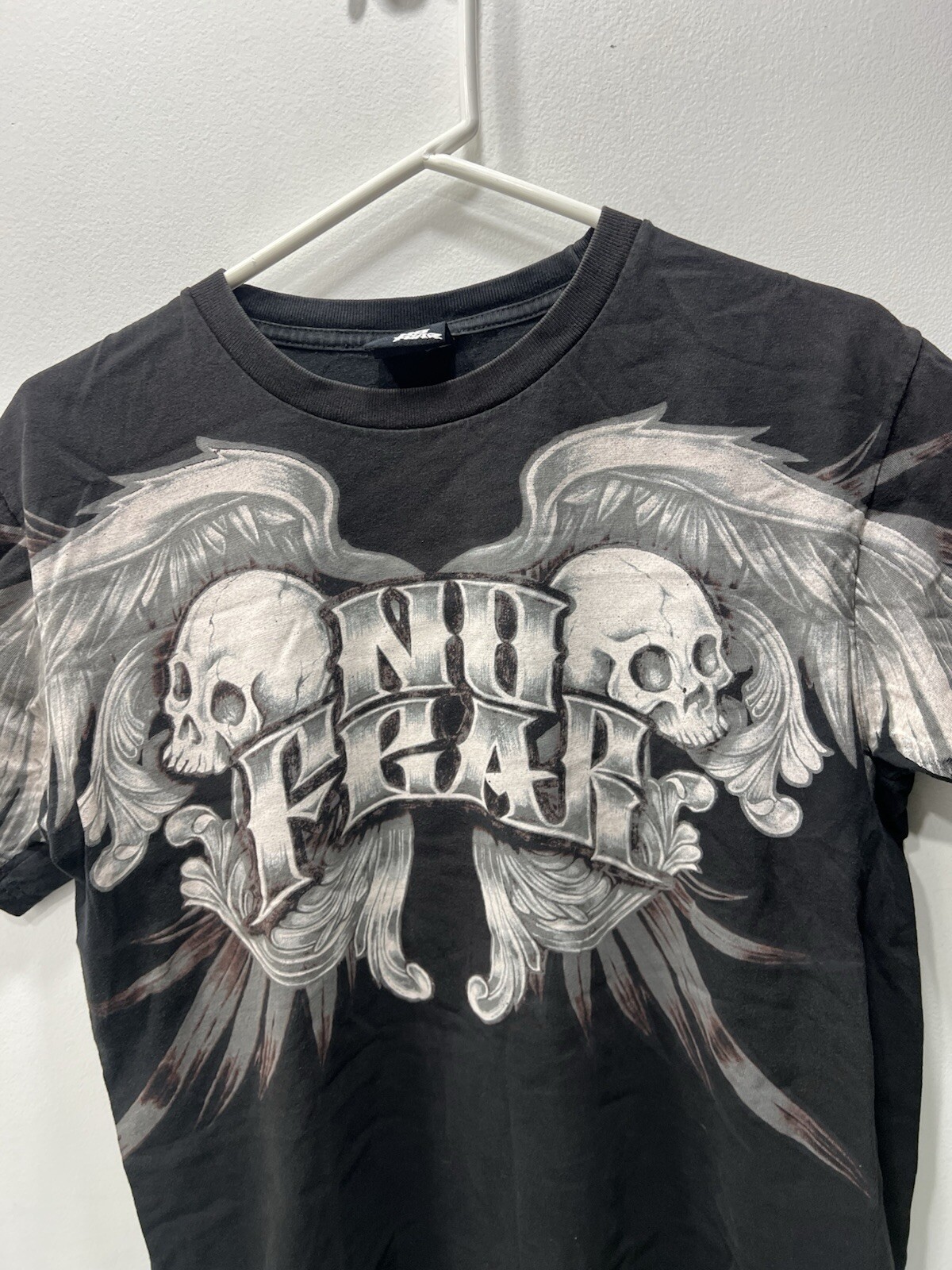 Vintage No Fear Shirt Mens Skulls Wings Y2K All Over Print ( See Measurements) gallery