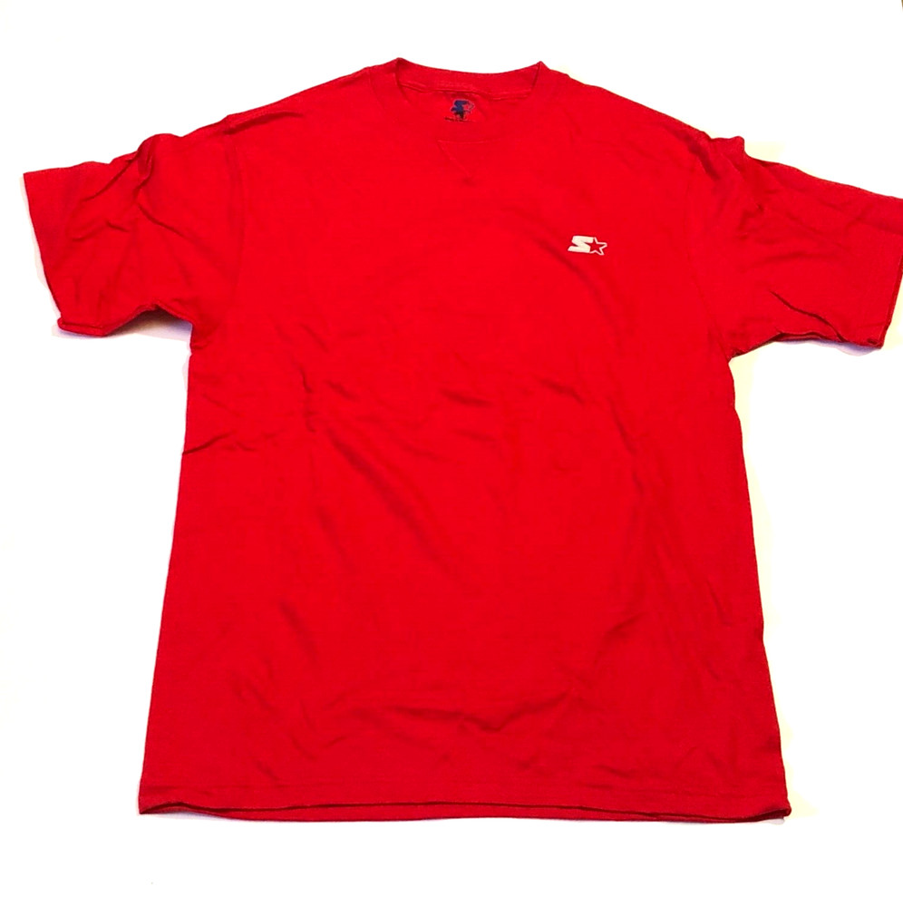 2 New Starter Men’s Solid Red Short Sleeve T-shirt-Size Small-100% Cotton