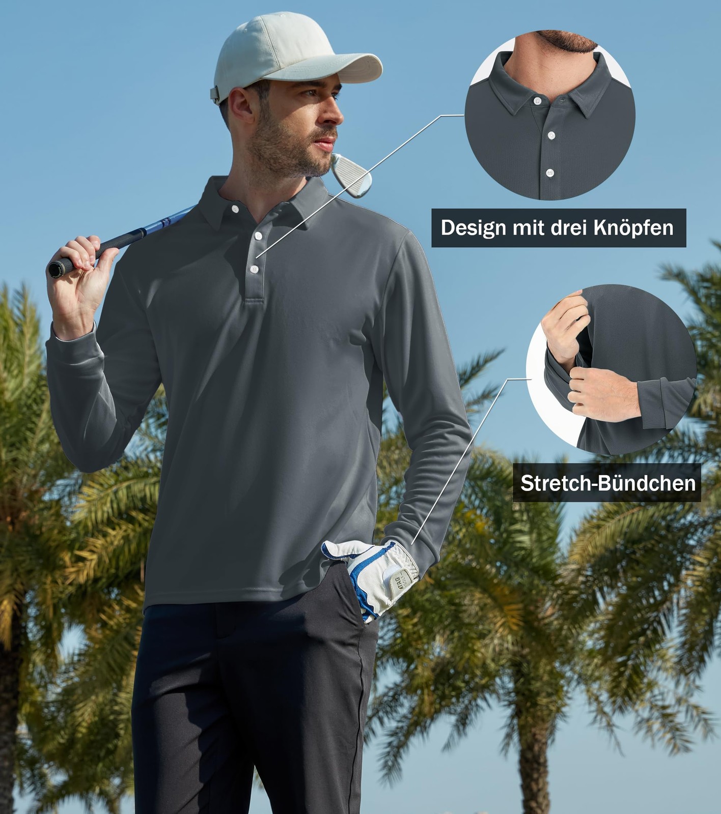 Polo Shirt Mens Long Sleeve Golf Tennis Shirt Polyester Hiking Shirt Breathable... gallery