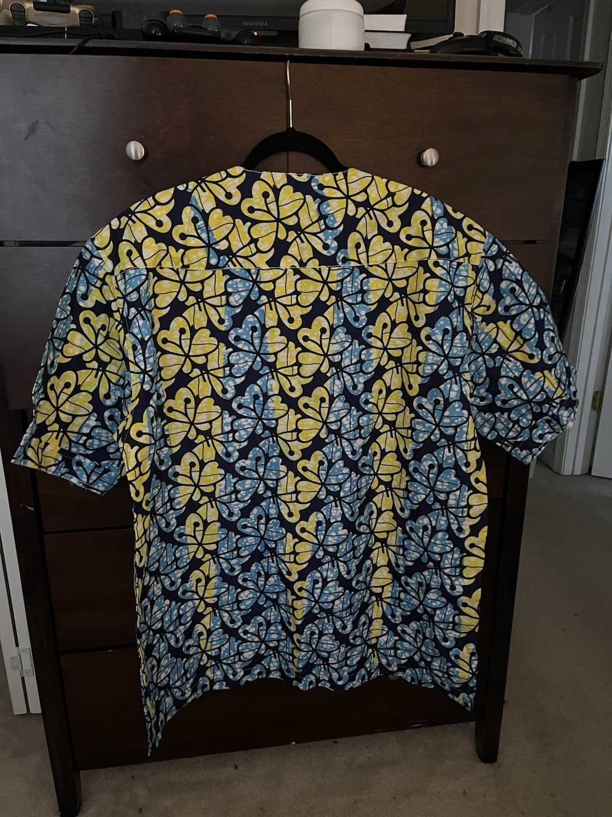 Dashiki Shirt Gold,Blue And Black, Made in Ghana Size medium gallery
