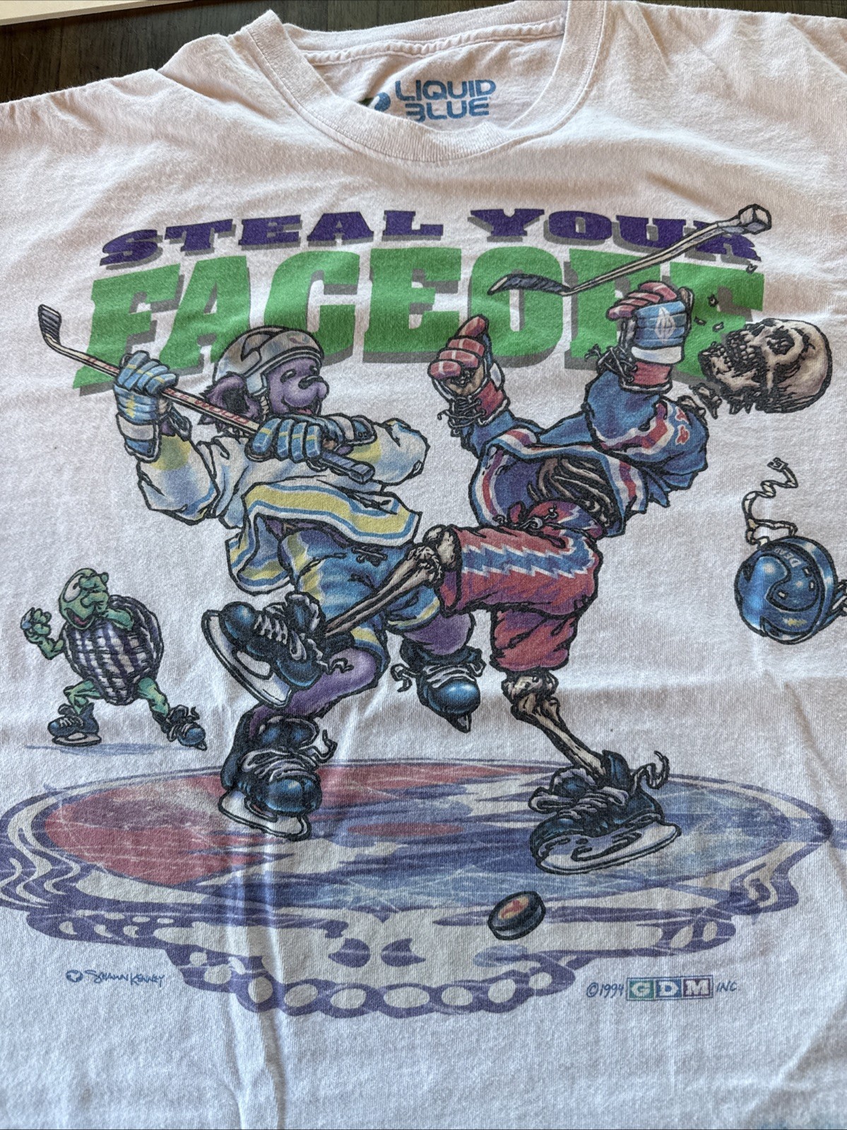 Vintage Grateful Dead Liquid Blue Hockey Tie Dye T Shirt 1994 XXL. 2XL Faceoff gallery