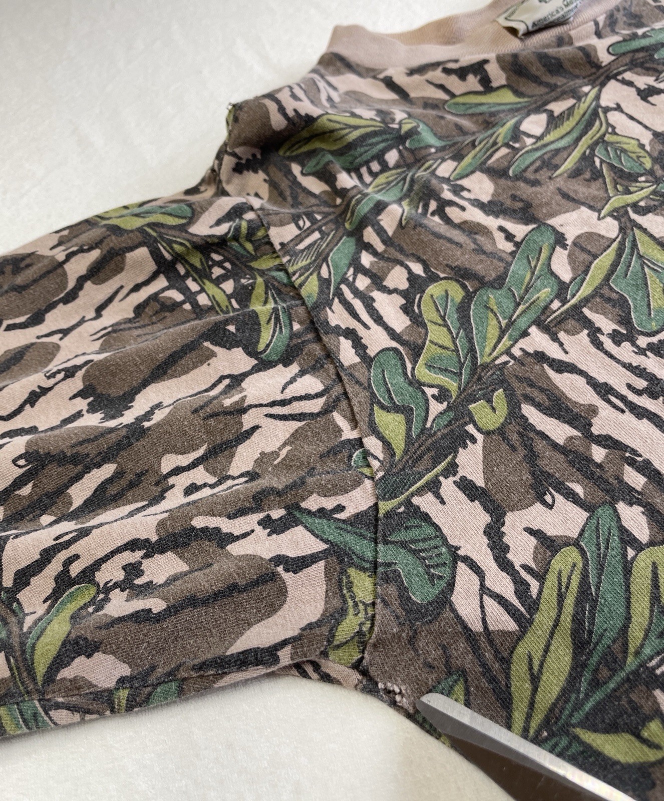Vtg LG Long Sleeve Mossy Oak Pocket Shirt Green Leaf Foliage USA Made See Pics gallery