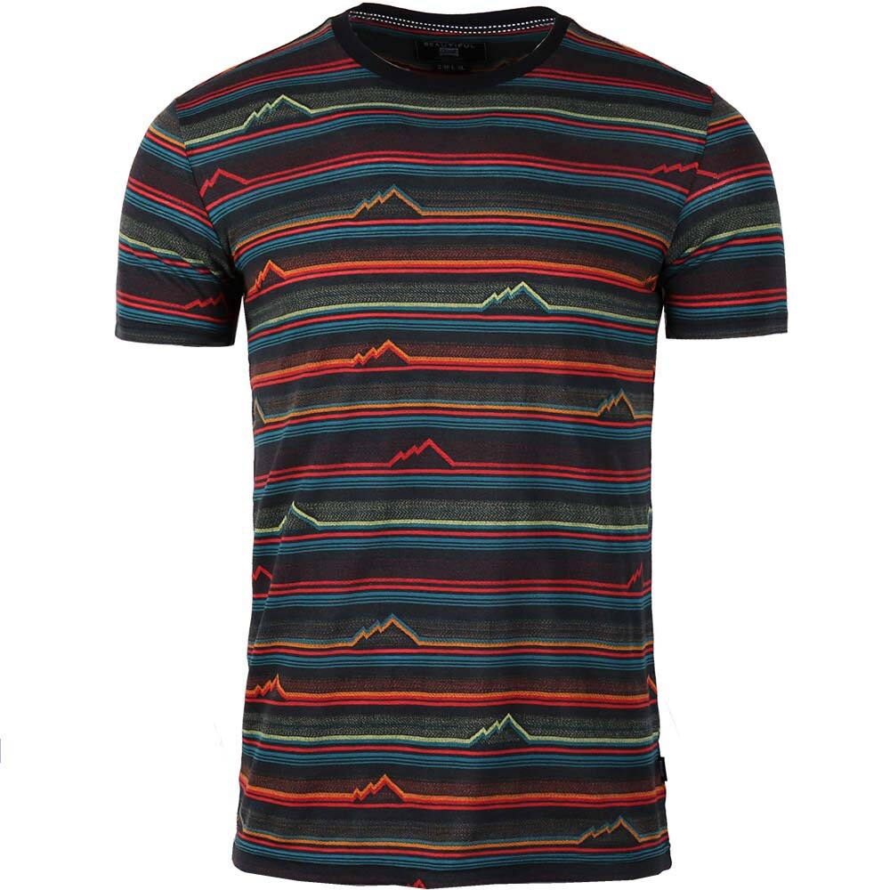 Beautiful Giant Men's Striped T-shirt Jacquard Regular Fit Outdoor BLACK gallery
