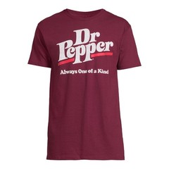 Dr. Pepper Men’s Maroon Graphic Print Short Sleeve Crewneck T-Shirts Tee: S-3XL