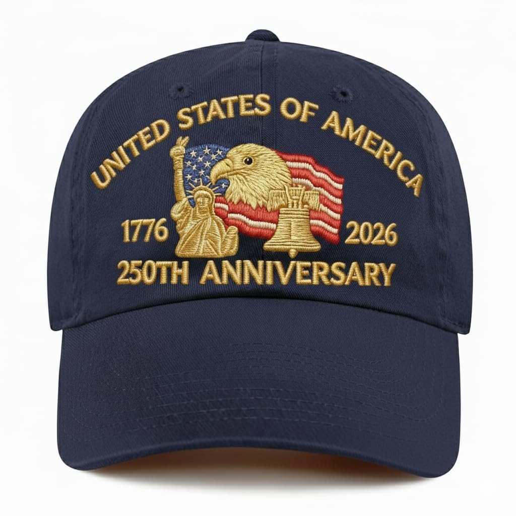 Embroidered United States 250th Anniversary Hat – 250 Years Anniversary USA T…