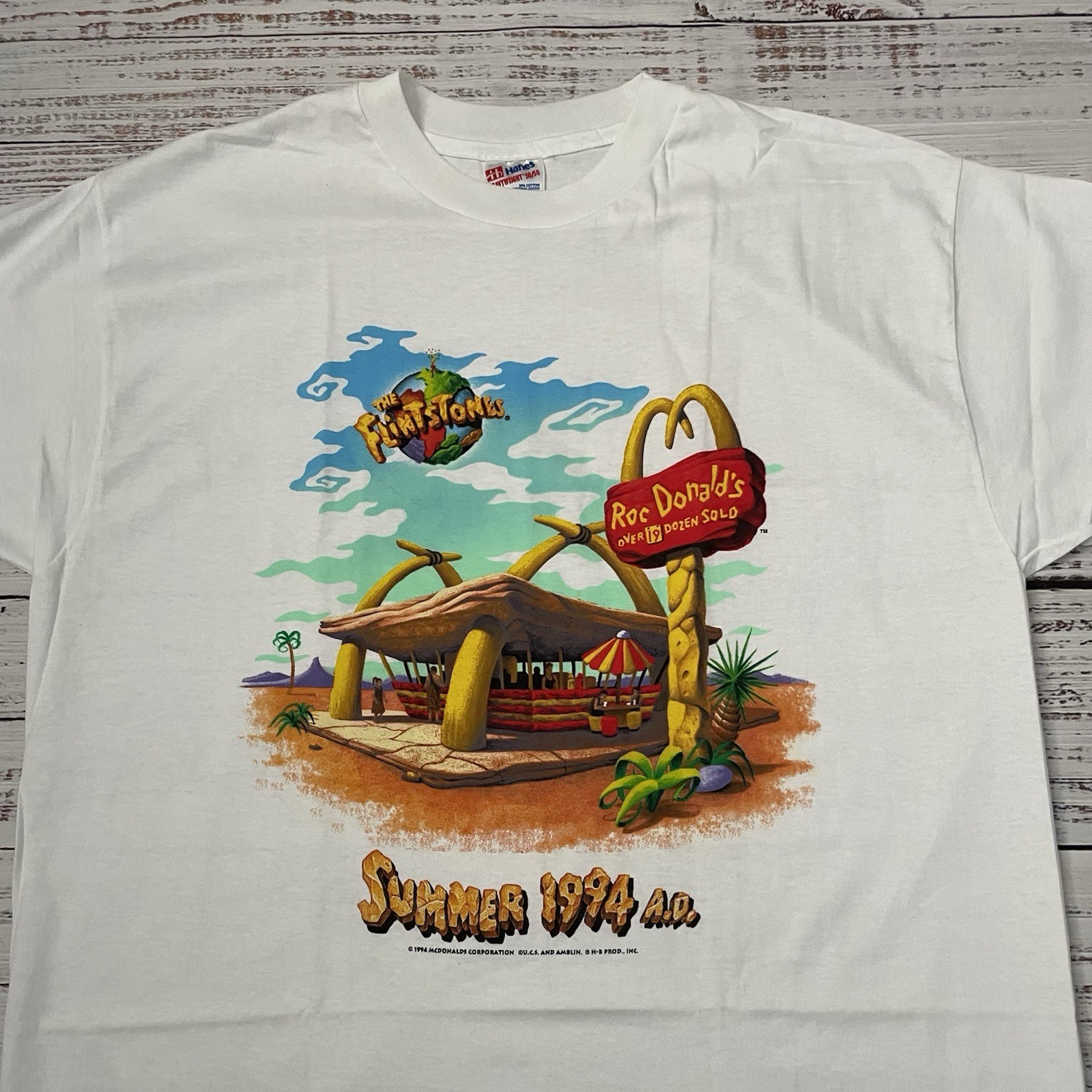 Vintage McDonald's Flintstones 1994 T-Shirt Rockdonald's Single Stitch Adult XL gallery