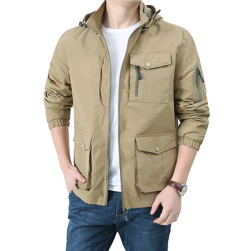 Men’s new multi pocket waterproof quick drying casual outdoor jacket