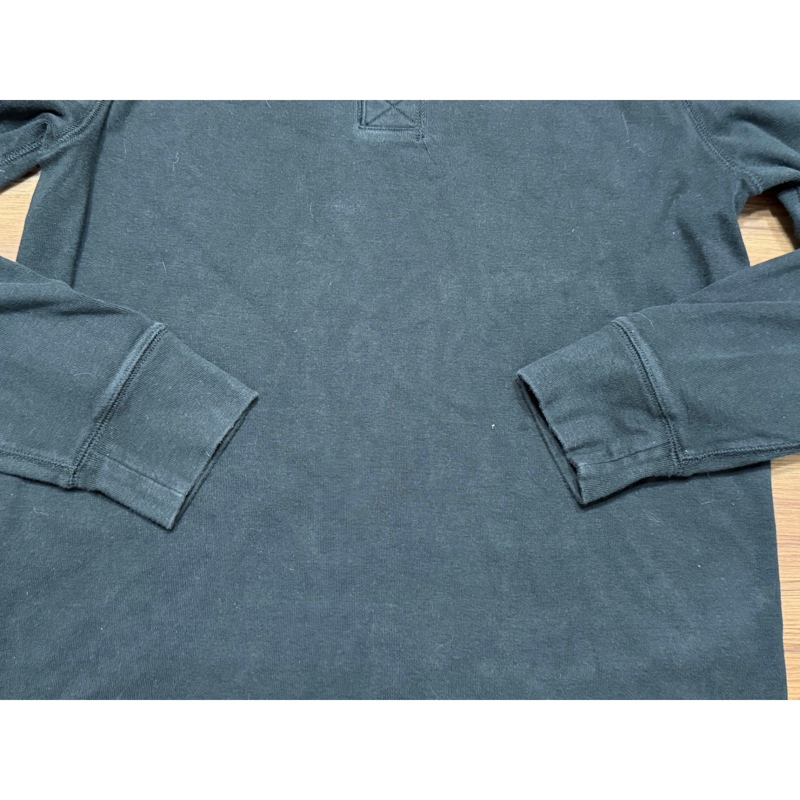 J.Crew Oarsman Heritage Brushed Rib-Knit Long Sleeve Henley Shirt Black Sz M gallery