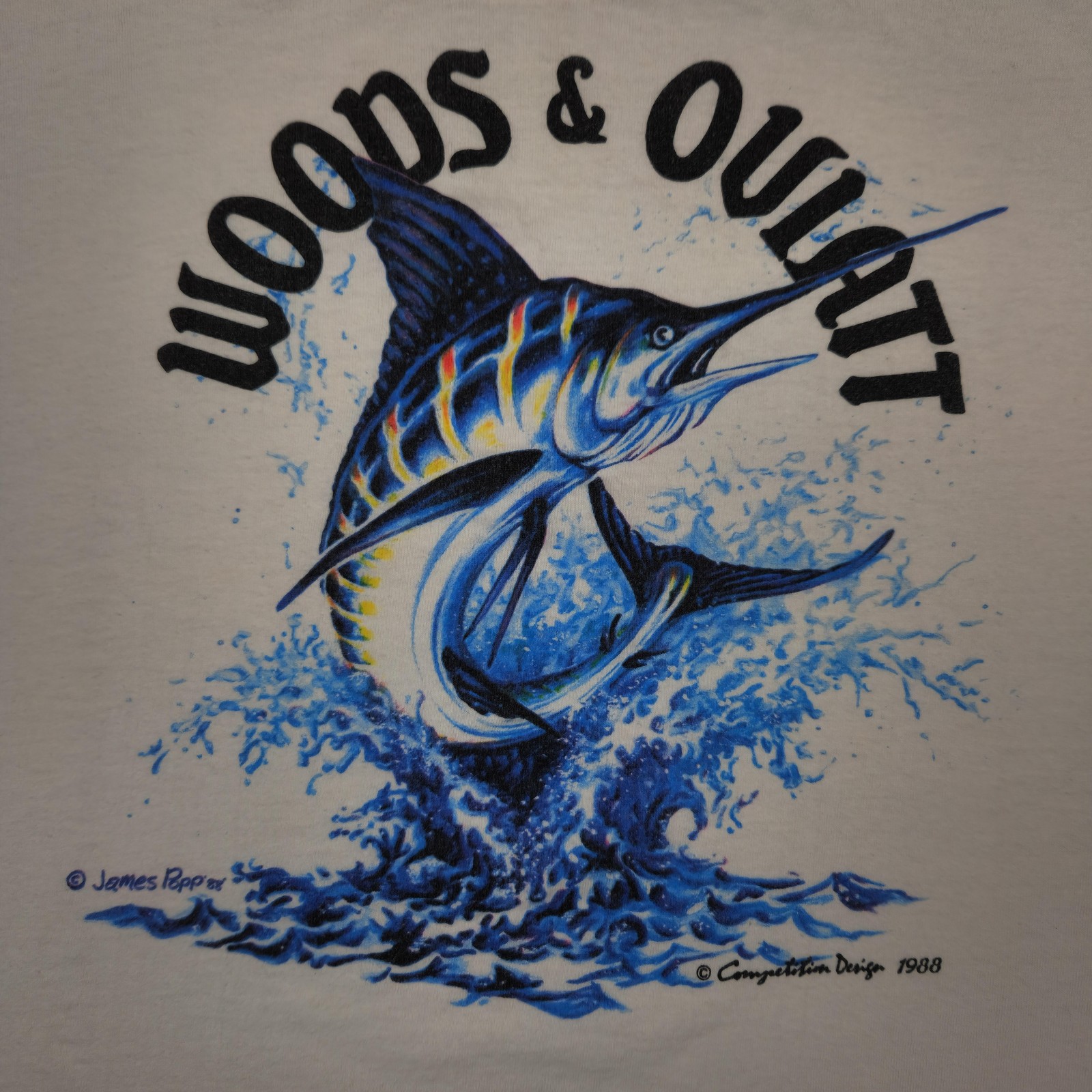 Vintage Woods & Oulatt Shirt Mens XL White Marlin Fish Graphic Fishing 80s USA gallery