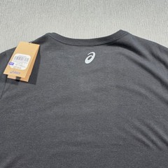 ASICS Stripes V-Neck Short Sleeve Graphic Logo T-Shirt Black XXL Cotton Blend