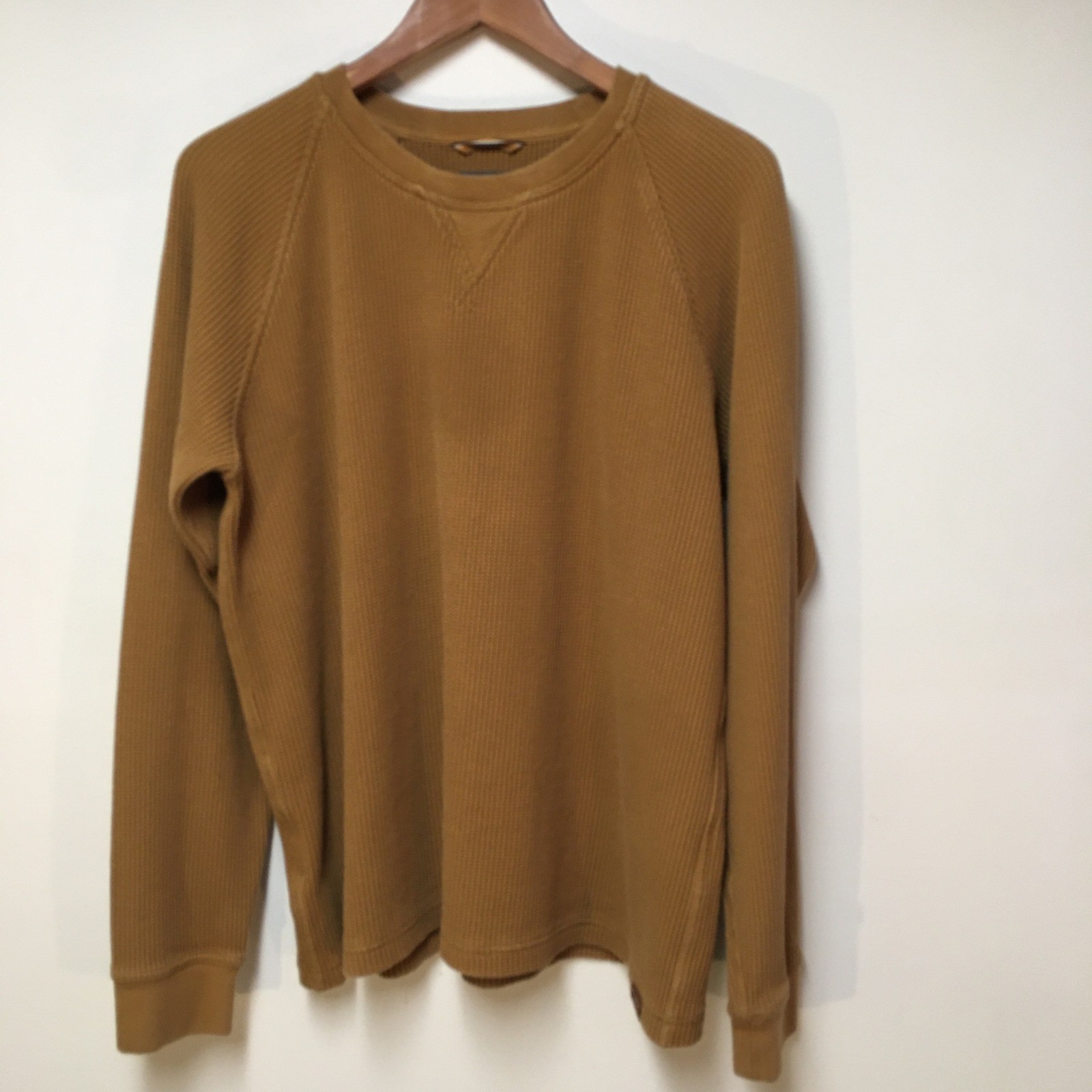 L.L. Bean Signature Waffle Thermal Men XL Brown Slim Raglan Cotton Heavyweight