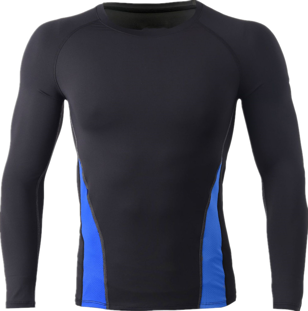 Athletic Long Sleeve Compression Shirts Dry Fit Sports Gym Shirts Outdoor Blue