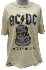 AC/DC Back In Black Hells Bells Shirt Mens Large Cream Band Graphic Tee