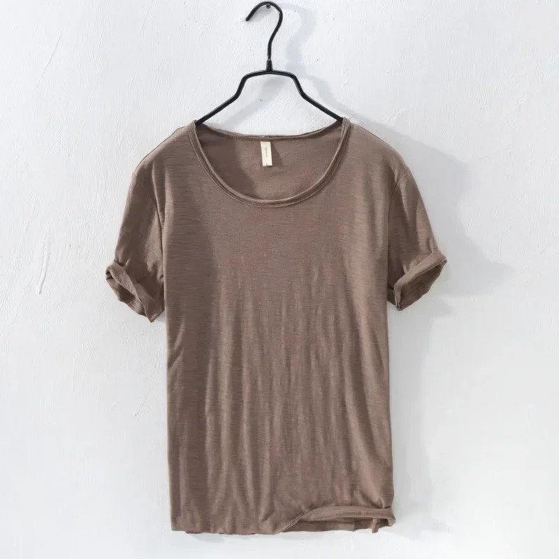 Retro Raw Edge T-Shirt for Men, 100% Cotton, Lightweight,Breathable,Slim-fit gallery