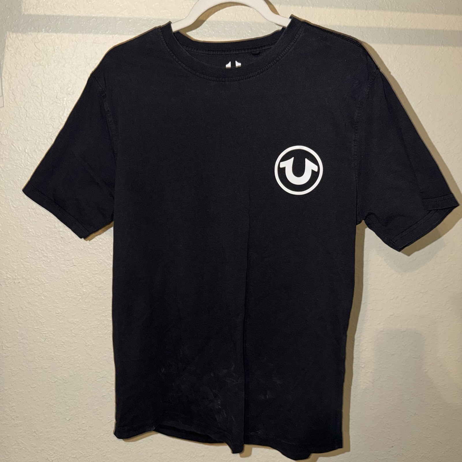 True Religion Men’s M Black Buddha Graphic Logo Cotton Crew Neck T-Shirt