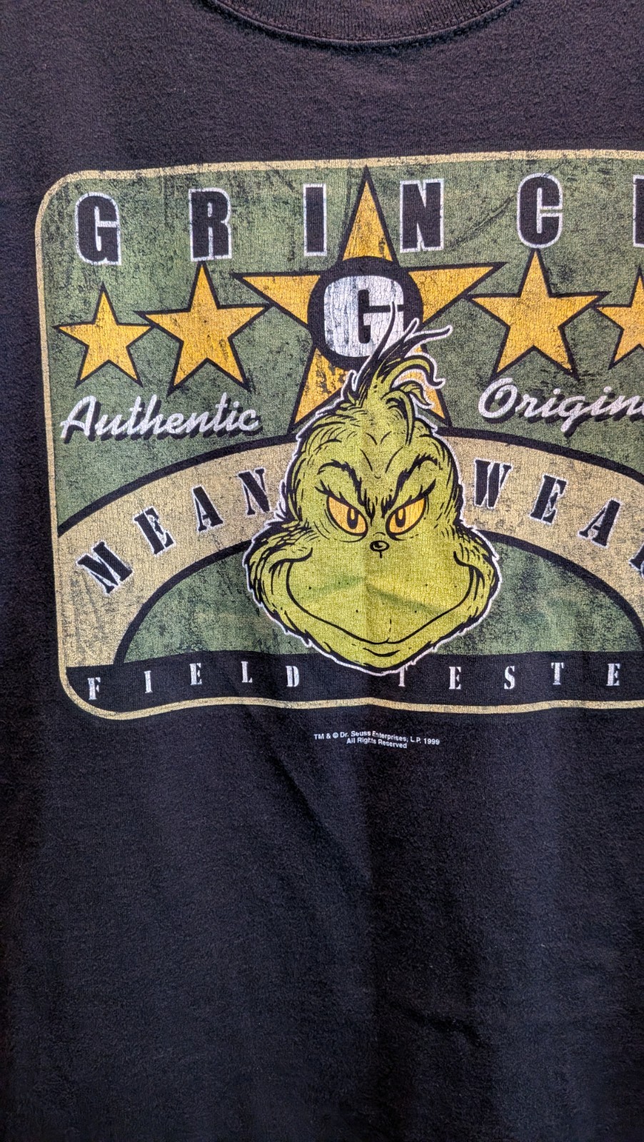 Vintage 1999 The Grinch Mean Wear T-Shirt Dr Seuss Authentic Original Field Test gallery