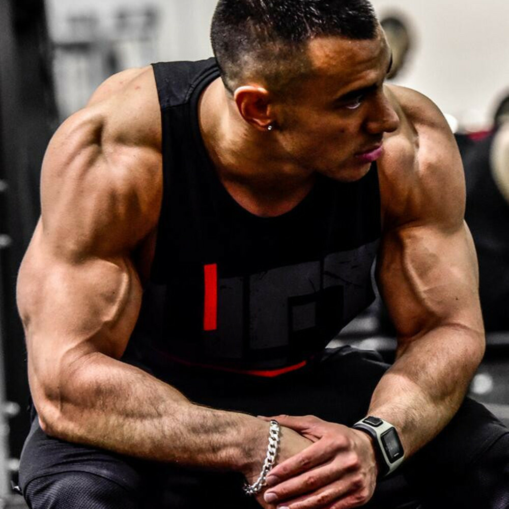 Men Workout Tank Top Sleeveless Gym Shirts Bodybuilding Fitness Muscle Tee Shirt gallery
