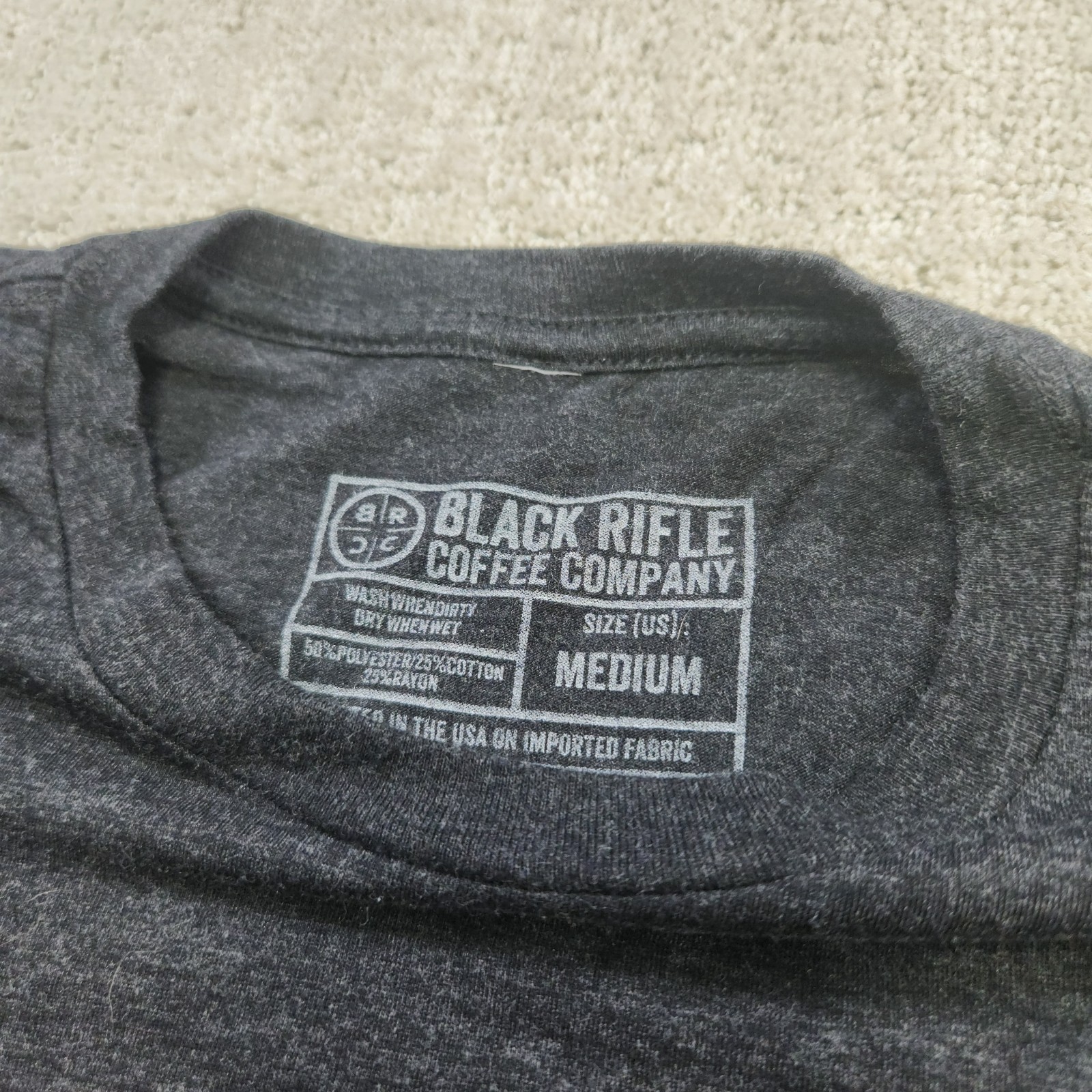 Black Rifle Coffee Company Shirt Men Medium Stretch Quick Dry Military USA Gray gallery