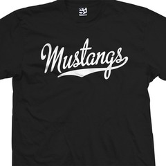 Mustangs Script Tail Shirt | High School Sport Football Team | All Size & Colors