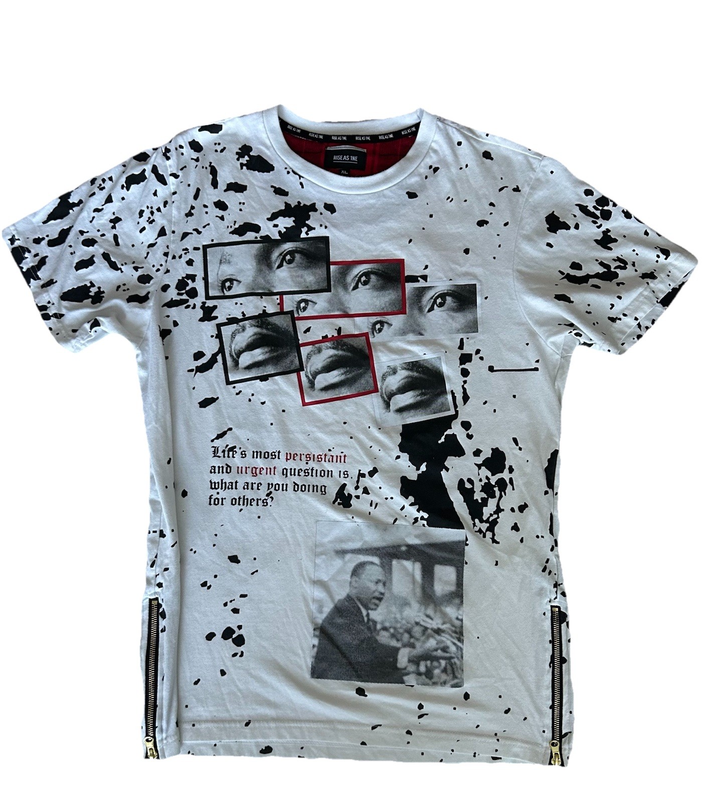 Rise As 1ne M.L.K. Jr. Allover Print Side Zip Graphic T-Shirt MLK Size XL AOP gallery