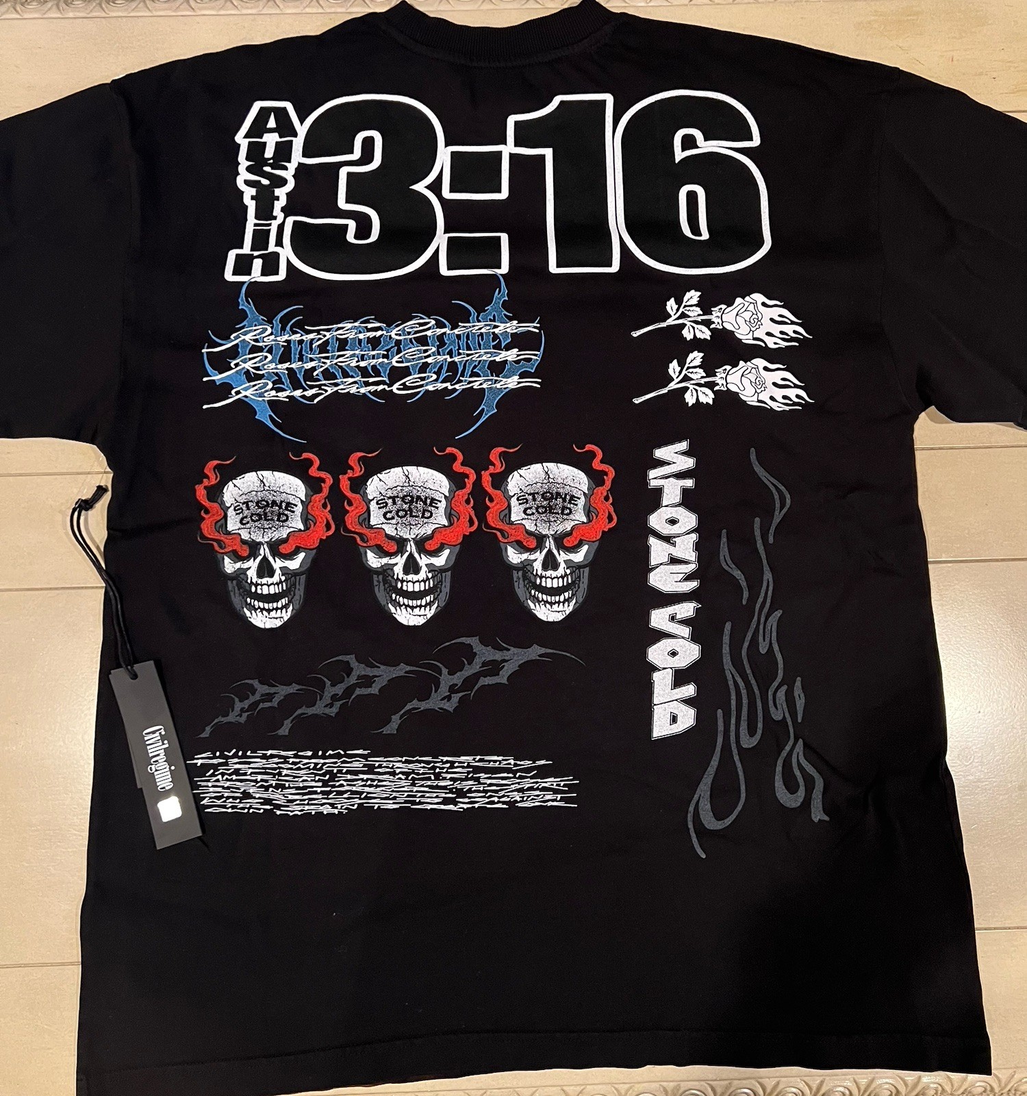 Civil Regime WWE Stone Cold Skull Vintage Wash Graphic T-Shirt Black M gallery
