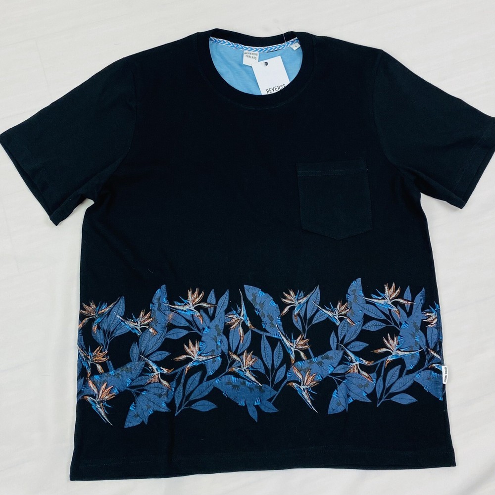 Reverse Threads Floral Beach Vibes Mens T-Shirt Black size Medium NEW