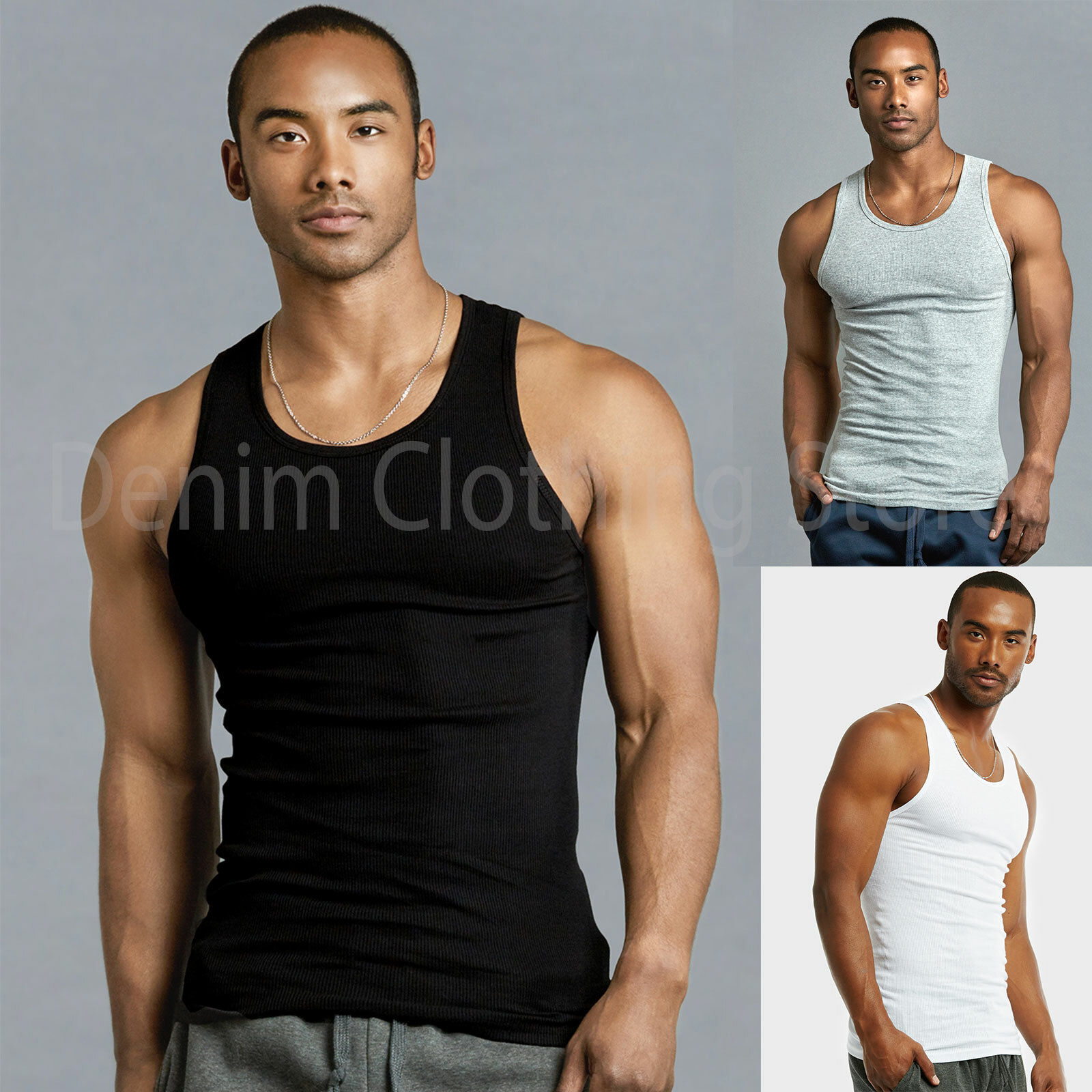 4XL-5XL Men's A-Shirt 6 Pack Lot Tank Top Cotton Wife Beater Ribbed Undershirt gallery