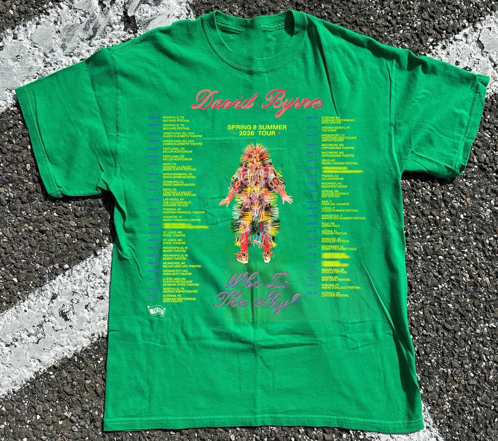 New David Byrne Spring And Summer On Tour T-shirt Full size S to 5XL HL940