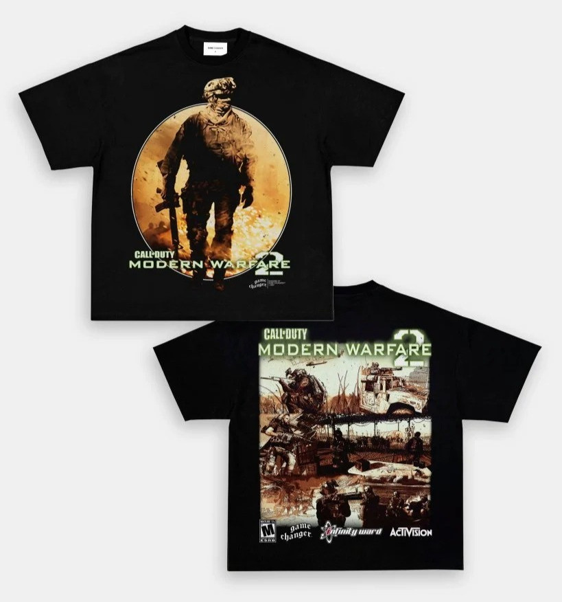 Modern Warfare 2 T-Shirt 2 Sided Double Print MW2 Game Graphic Tee S-5XL