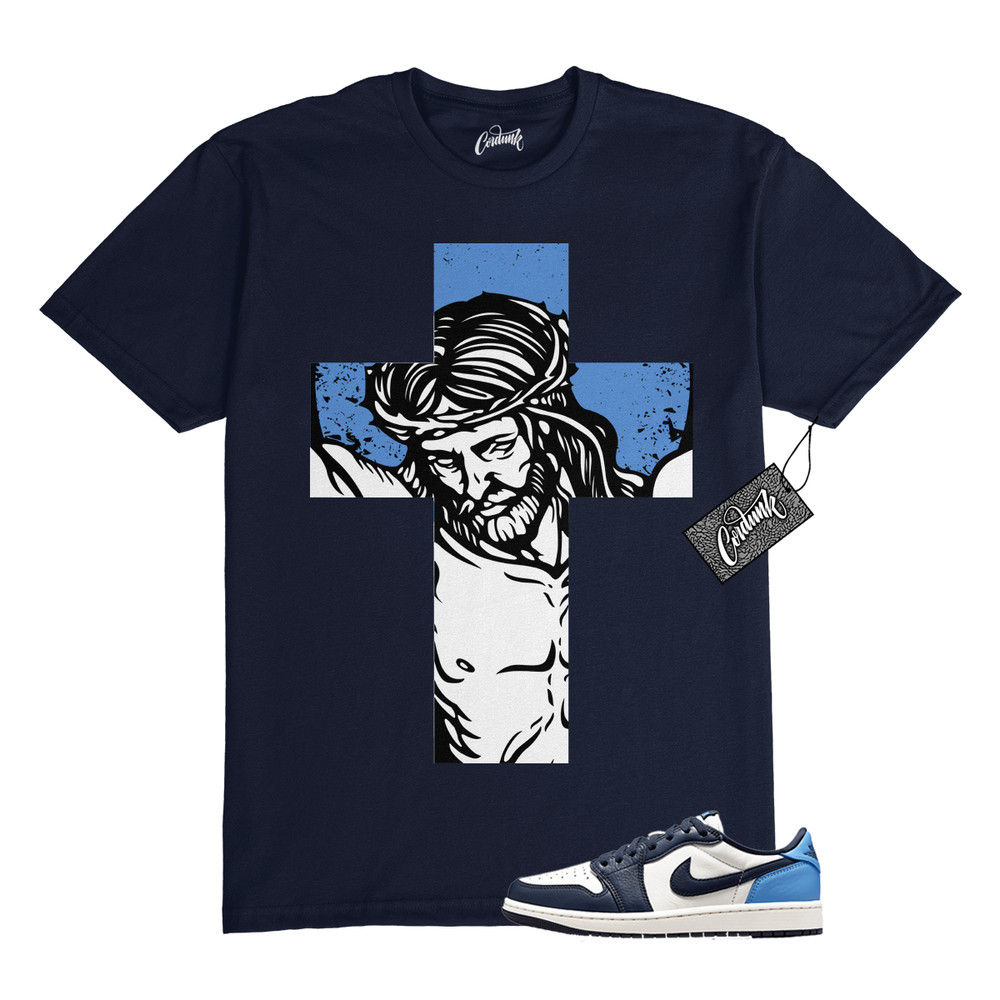 1 Obsidian UNC Navy White University Blue T Shirt Match JC1