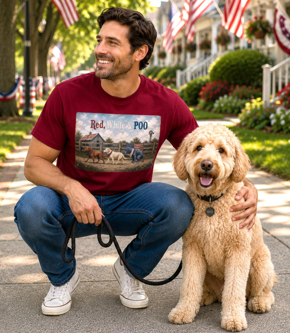 Patriotic Red White & Poo Tshirt Dog Lover Shirts July 4th Funny Sarcastic Tee