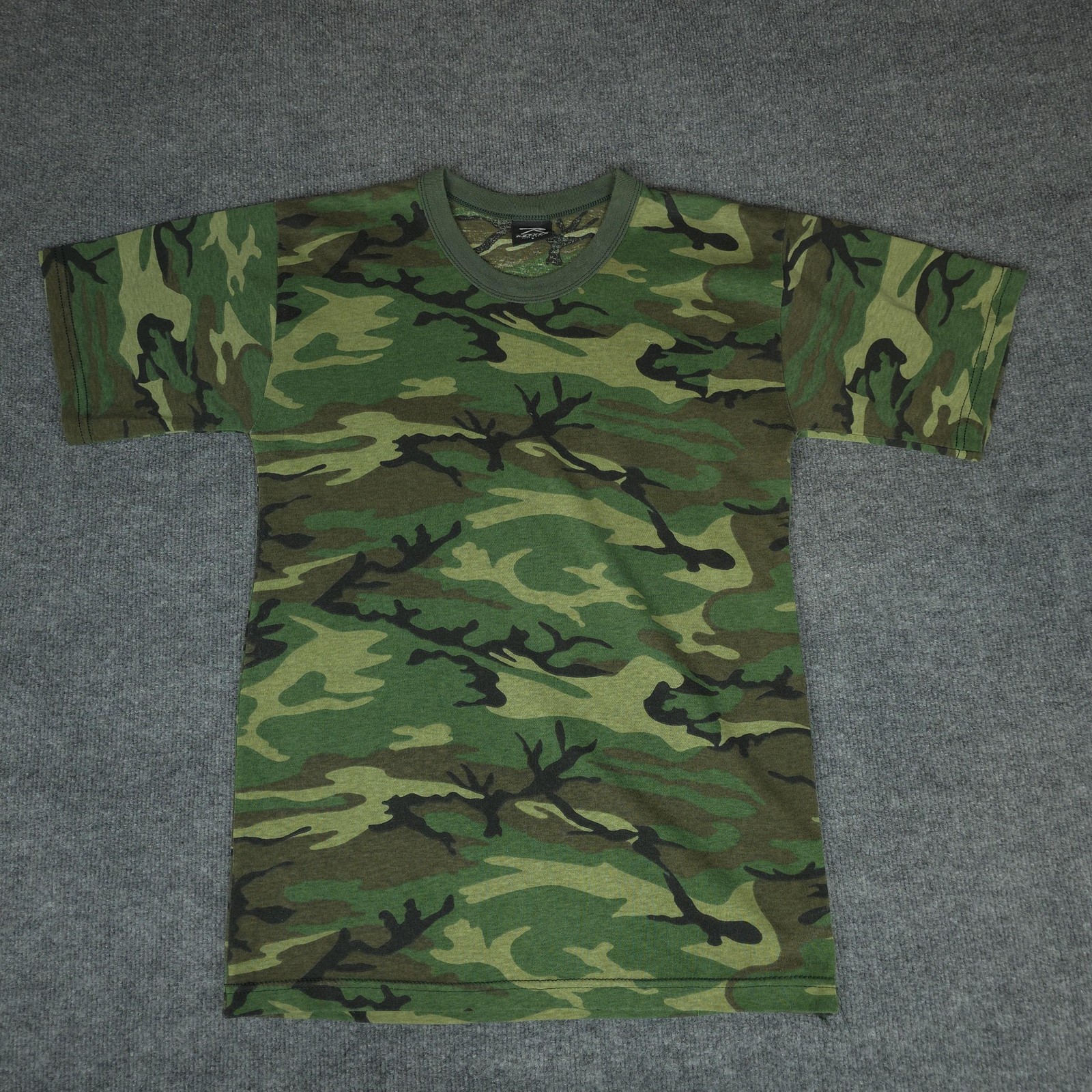 VTG Rothco Shirt Mens Large Green Woodland Camo Crewneck Military Made USA Tee gallery