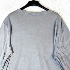 Ficerd Men’s Solid Gray V-neck Long Sleeve Thermal Waffle T-Shirt Size XL