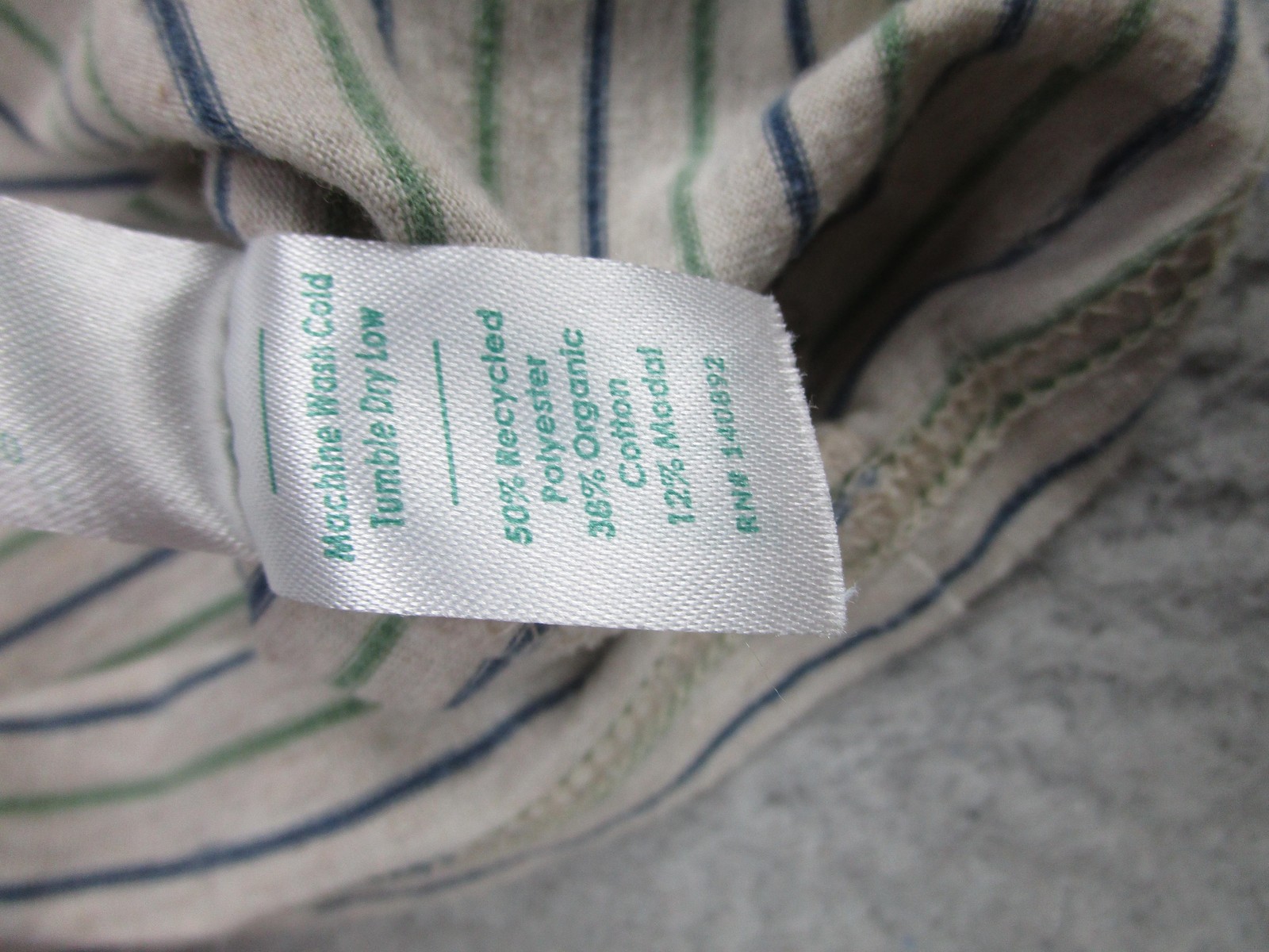 Marine Layer Shirt Mens Medium Gray Blue Green Striped Re-Spun Crewneck Soft gallery