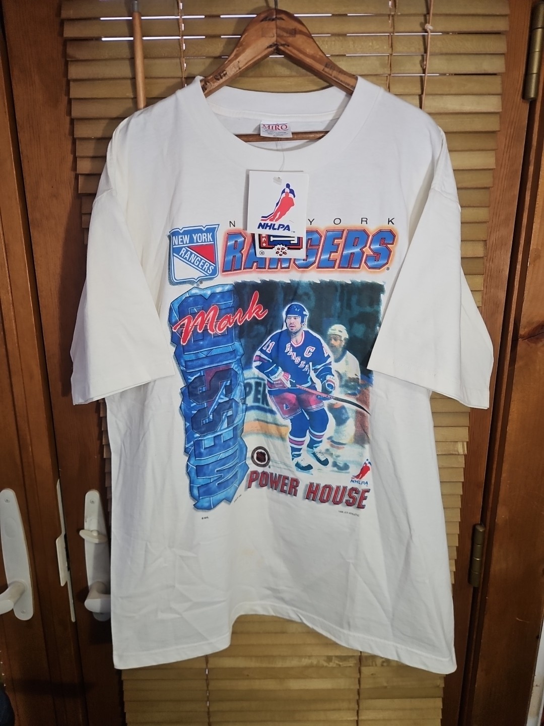 New NOS NWT 1996 Mark Messier NHL Player Tee T Shirt Men’s XL New York Rangers