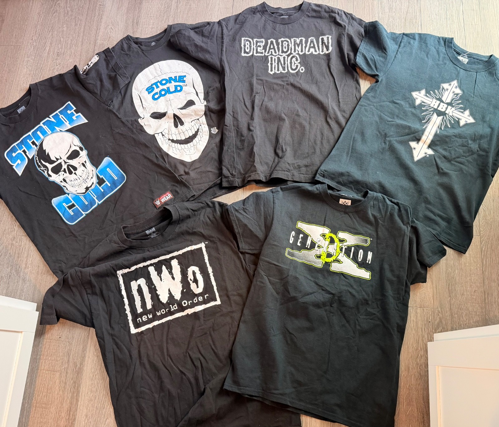 lot of 6 WWE T-Shirt Lot Stone Cold Undertaker HBK nWo DX size medium/large