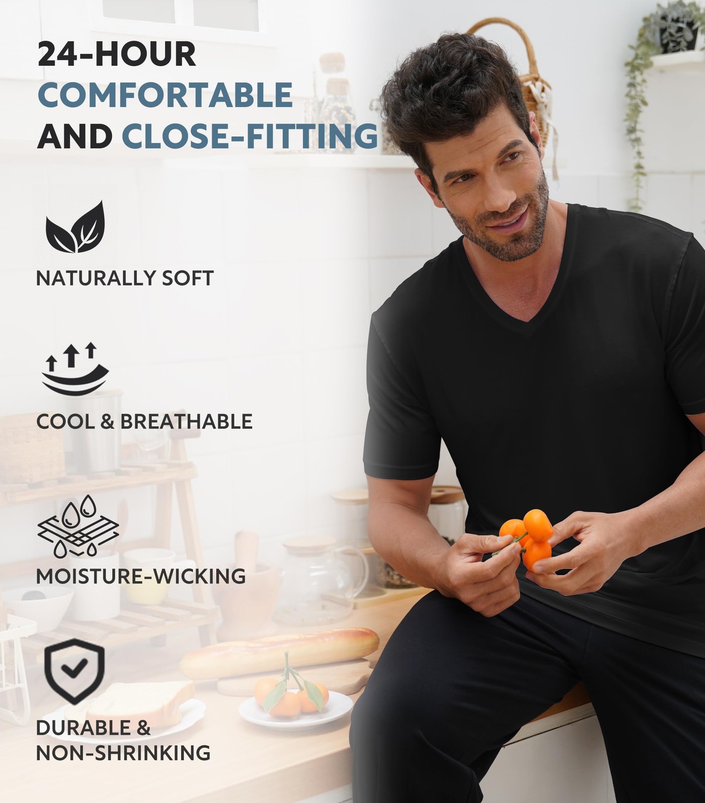 Men's Undershirts Combed Cotton T-Shirt Fit Soft Moisture-Wicking Undershirt ... gallery