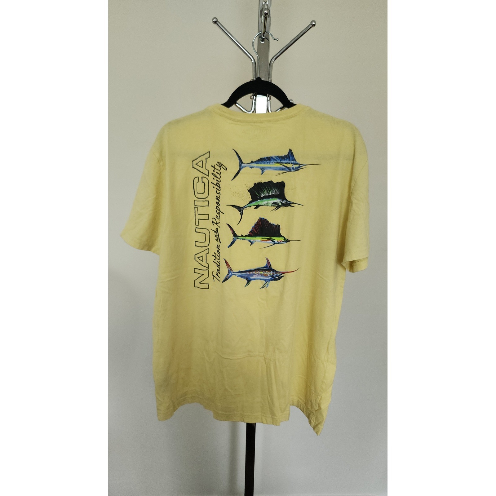 Nautica Mens XL Yellow Marlin Fish Graphic Tee Short Sleeve Cotton T-Shirt gallery