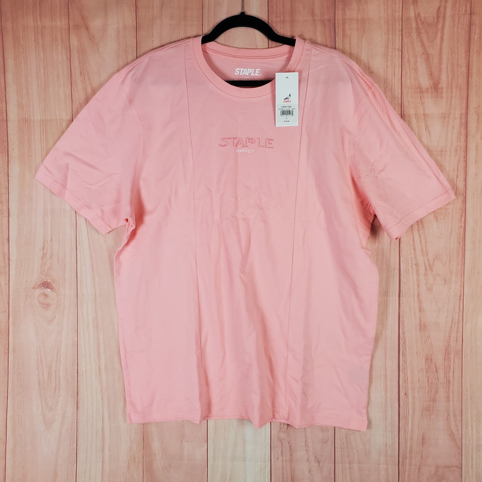 Staple Pigeon T Shirt Mens XL Bubblegum Pink Cotton Embroidered Logo Casual Wear