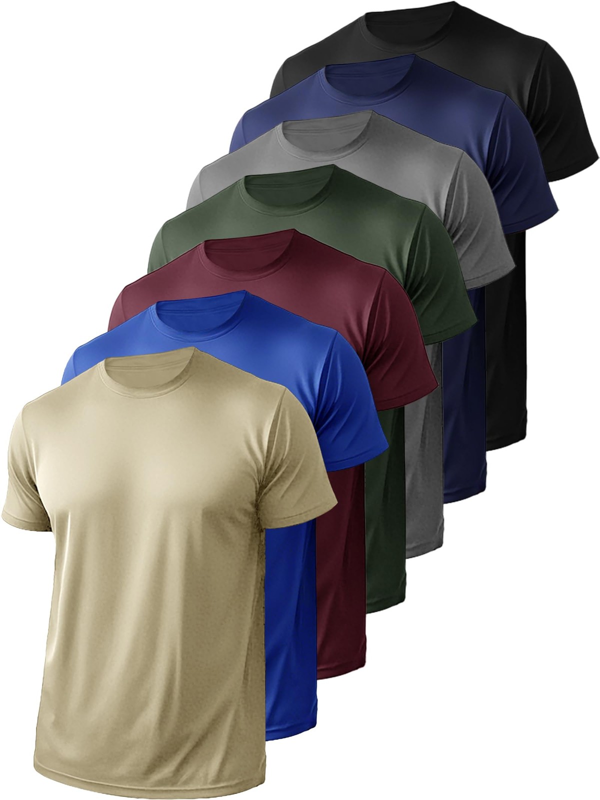7/8 Pack Mens Short Sleeve Shirts Quick Dry Moisture Wicking Athletic Running…