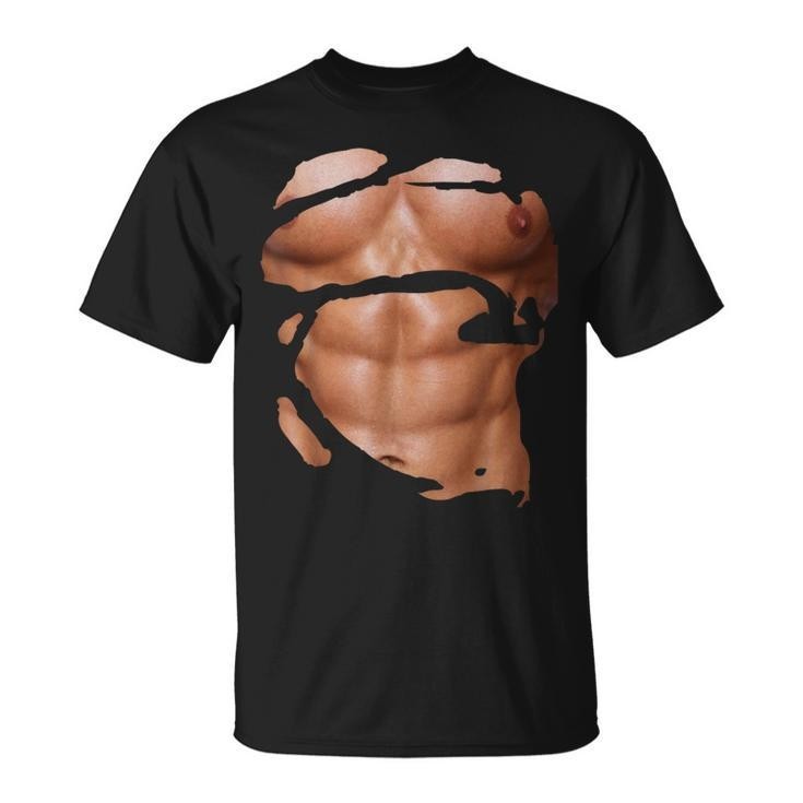 Fake Muscle Under Six Pack Abs Black Short Sleeve Unisex All Size S-234XL gallery