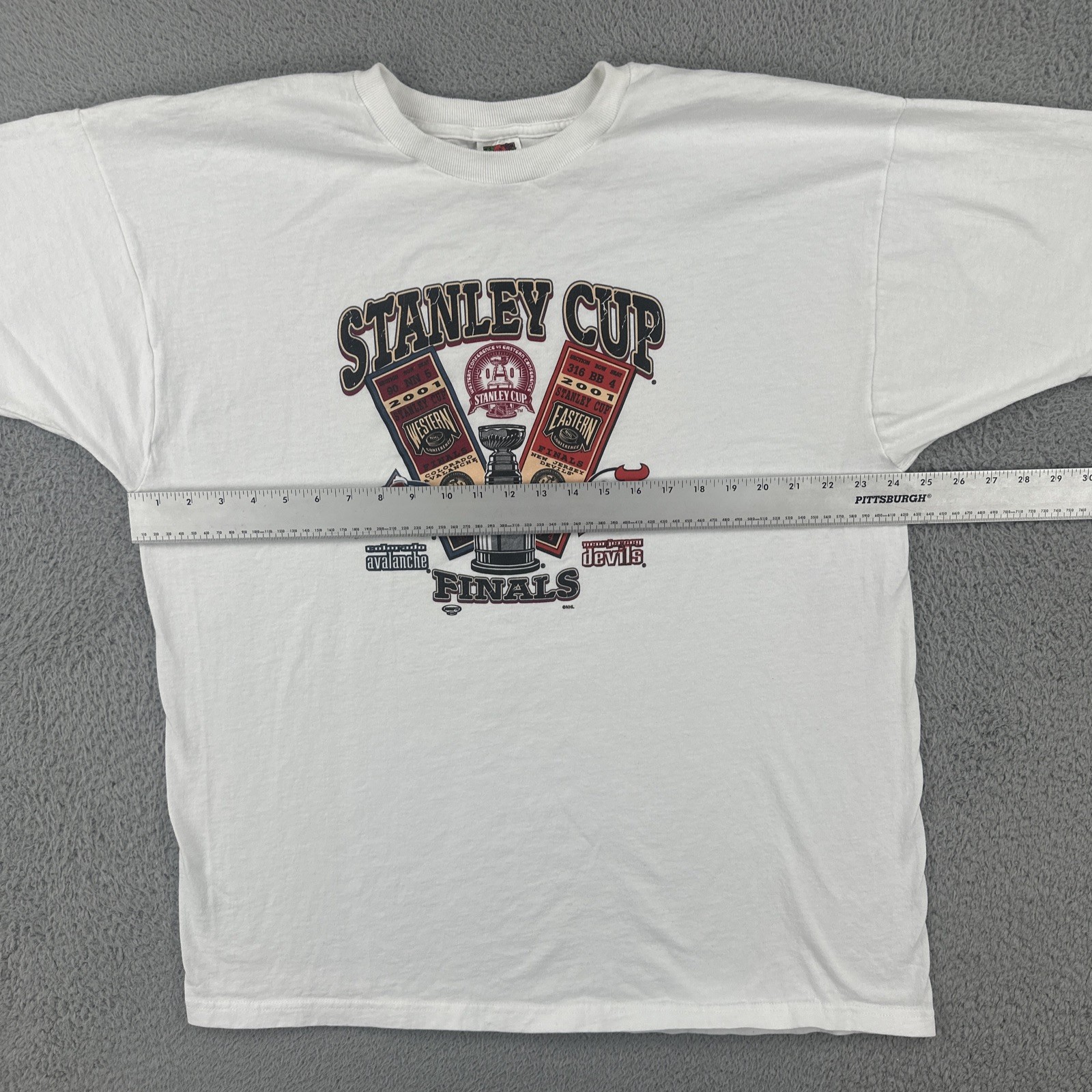 Vintage Fruit Of The Loom XL White Shirt 2001 NHL Hockey Stanley Cup Finals Tee gallery