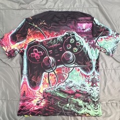 Multicolor Polyester Elastane Graphic Short Sleeve T-Shirt M Gaming #077 A2