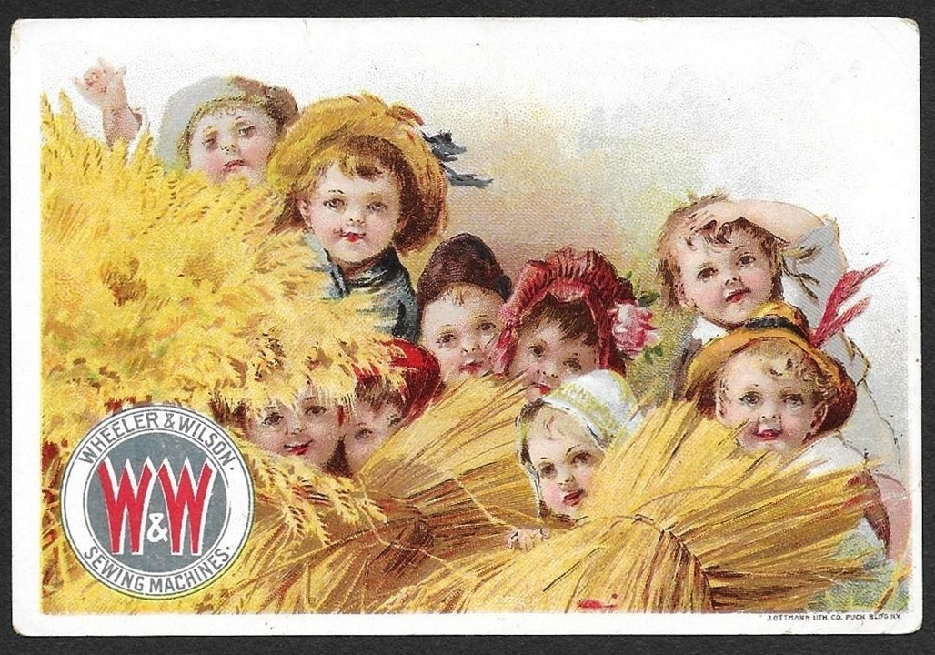 Victorian Trading Card – Wheeler-Wilson – “Children with Wheat” (1E9)