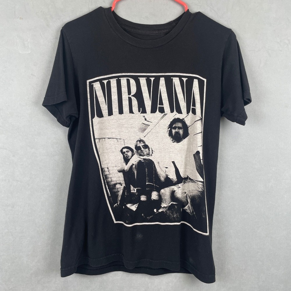 Nirvana Band Graphic T-Shirt Black Short Sleeve 2013 Grunge Rock Tee Mens S/M